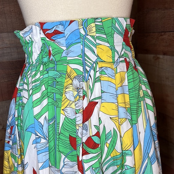 ZARA Green Yellow Tropical Print High Waist MIDI Skirt Sz Small - Picture 9 of 15